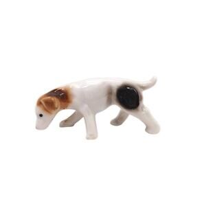Vntg Beagle Hunting Hound Dog 3" Ceramic Figure Brown White Spots Japan Collect